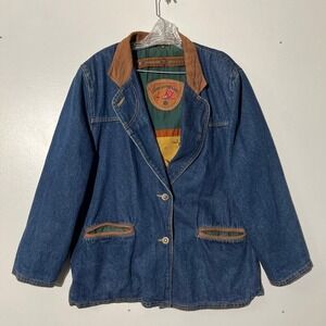 Vintage Outback Red Casual Leather Games Button Up Blazer Jacket Men's Medium